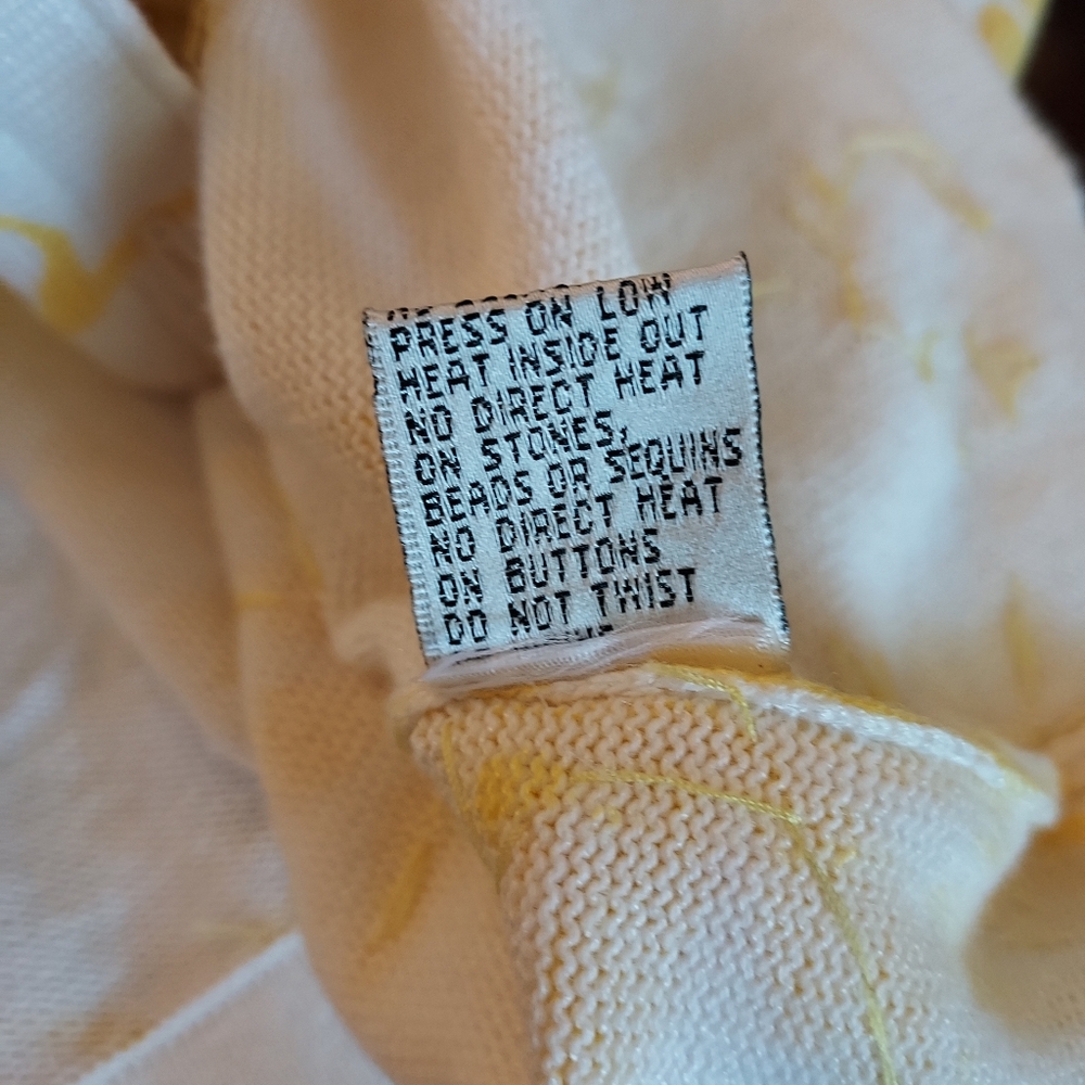 Beaded & Embroidered Yellow Flowered Cardigan Sweater By Just B. Sz. L. - Picture 10 of 13